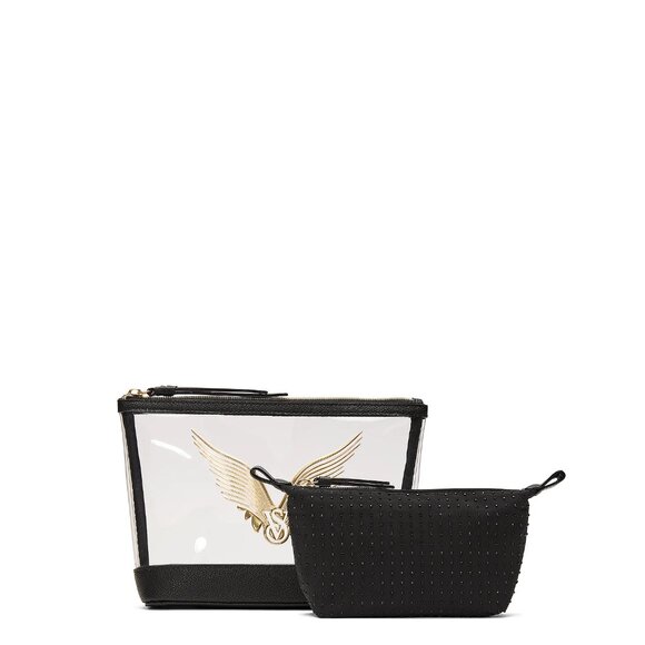 Victoria's Secret Fashion Show Cosmetic Case Black and Clear Gold Wings  NWT - Picture 4 of 11